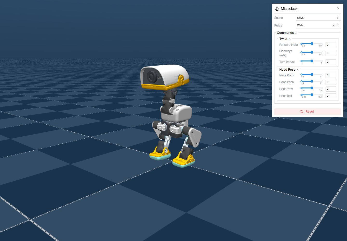 mjswan 浏览器中的 MicroDuck 策略回放