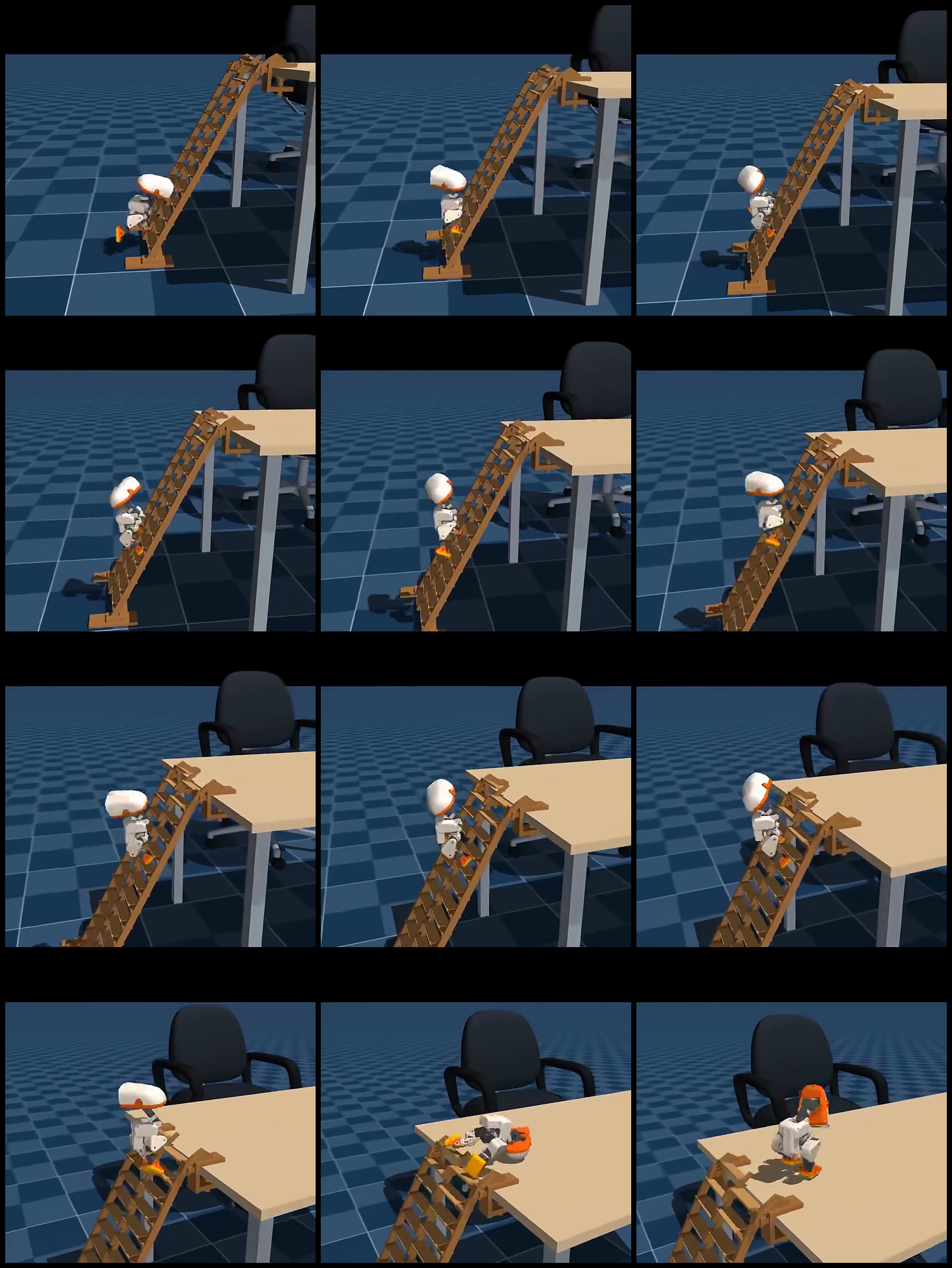 Video reference frame: MicroDuck climbs up the inclined ladder to the desktop